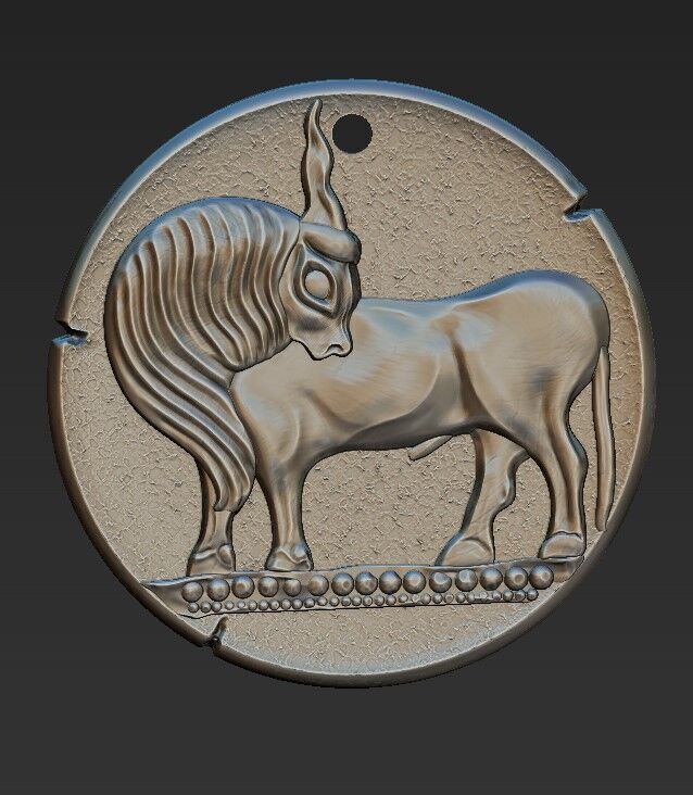 Zodiaque medal Taurus 3D print model_2