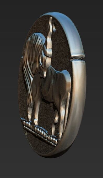 Zodiaque medal Taurus 3D print model_6