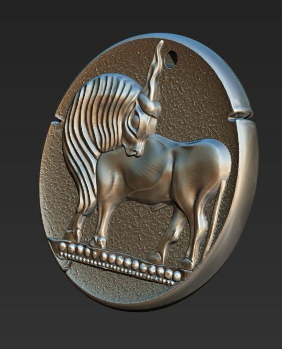 Zodiaque medal Taurus 3D print model_4