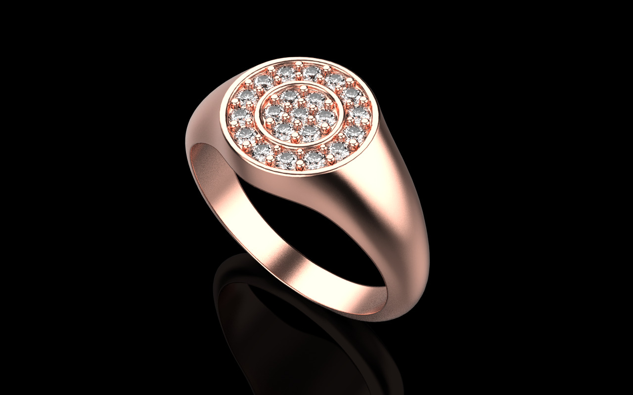Signet ring with gems model 1039 3D print model_22