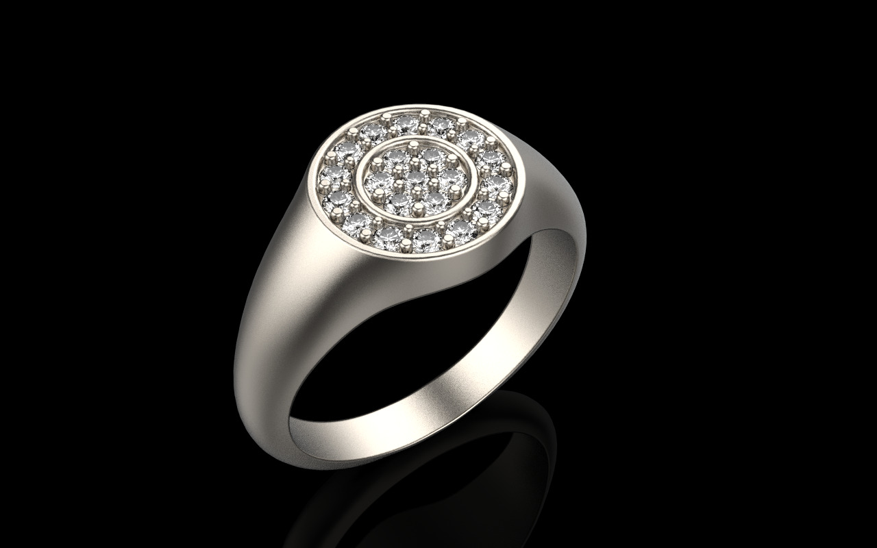 Signet ring with gems model 1039 3D print model_16
