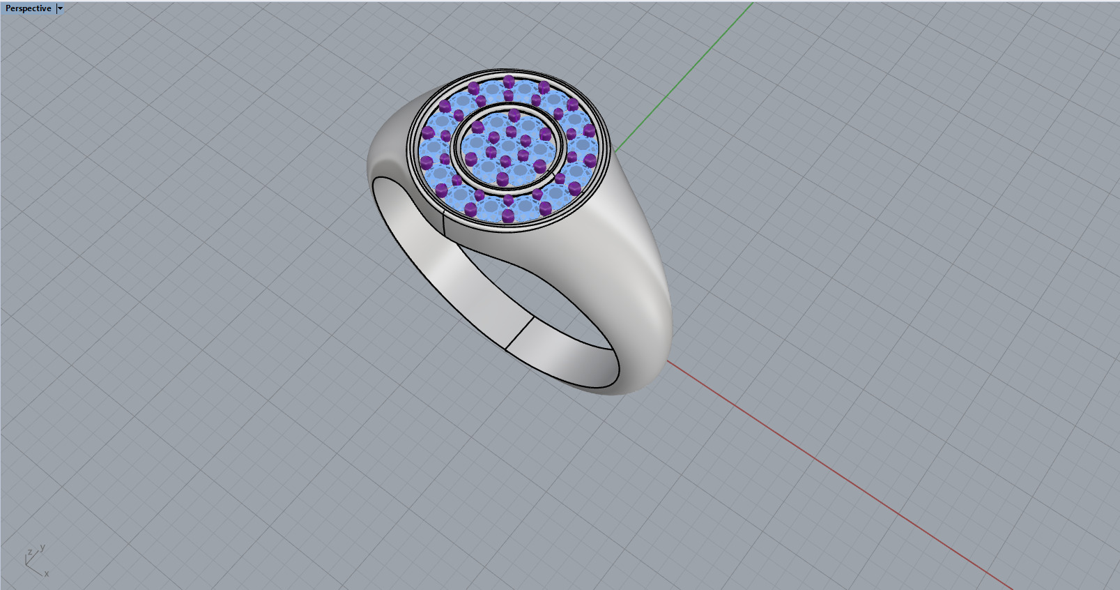 Signet ring with gems model 1039 3D print model_8