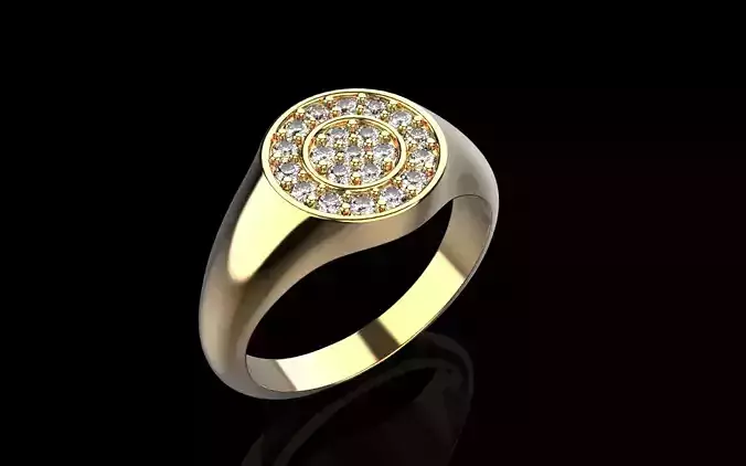 Signet ring with gems model 1039 3D print model