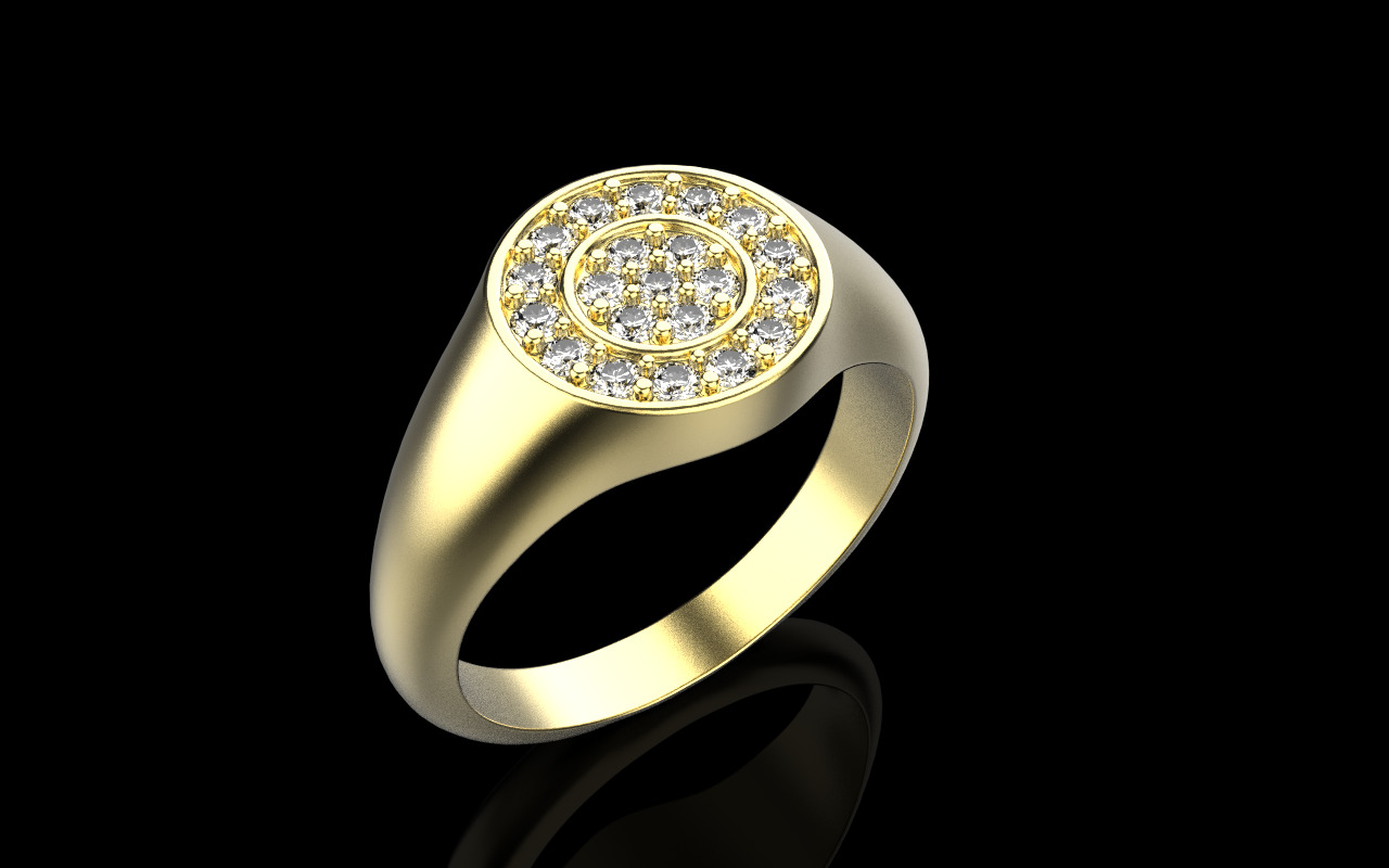 Signet ring with gems model 1039 3D print model_15