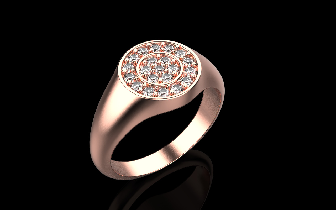 Signet ring with gems model 1039 3D print model_17