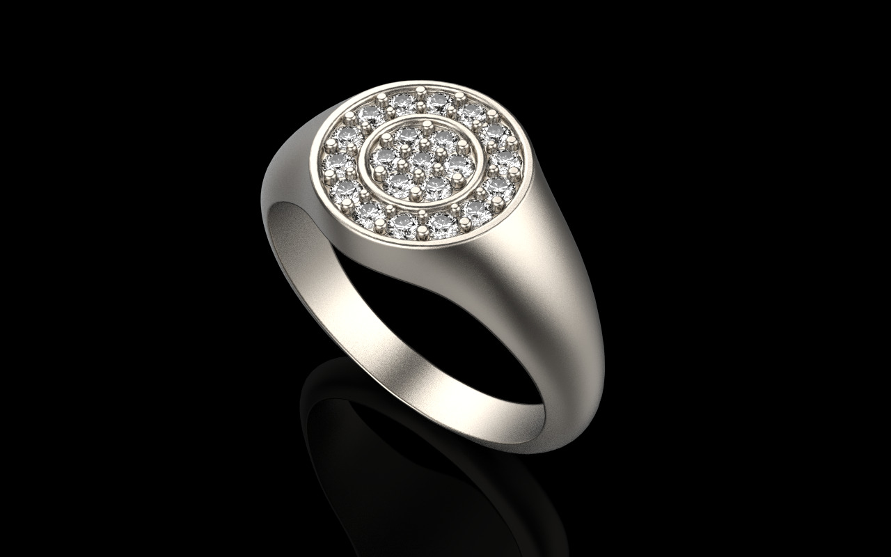 Signet ring with gems model 1039 3D print model_1