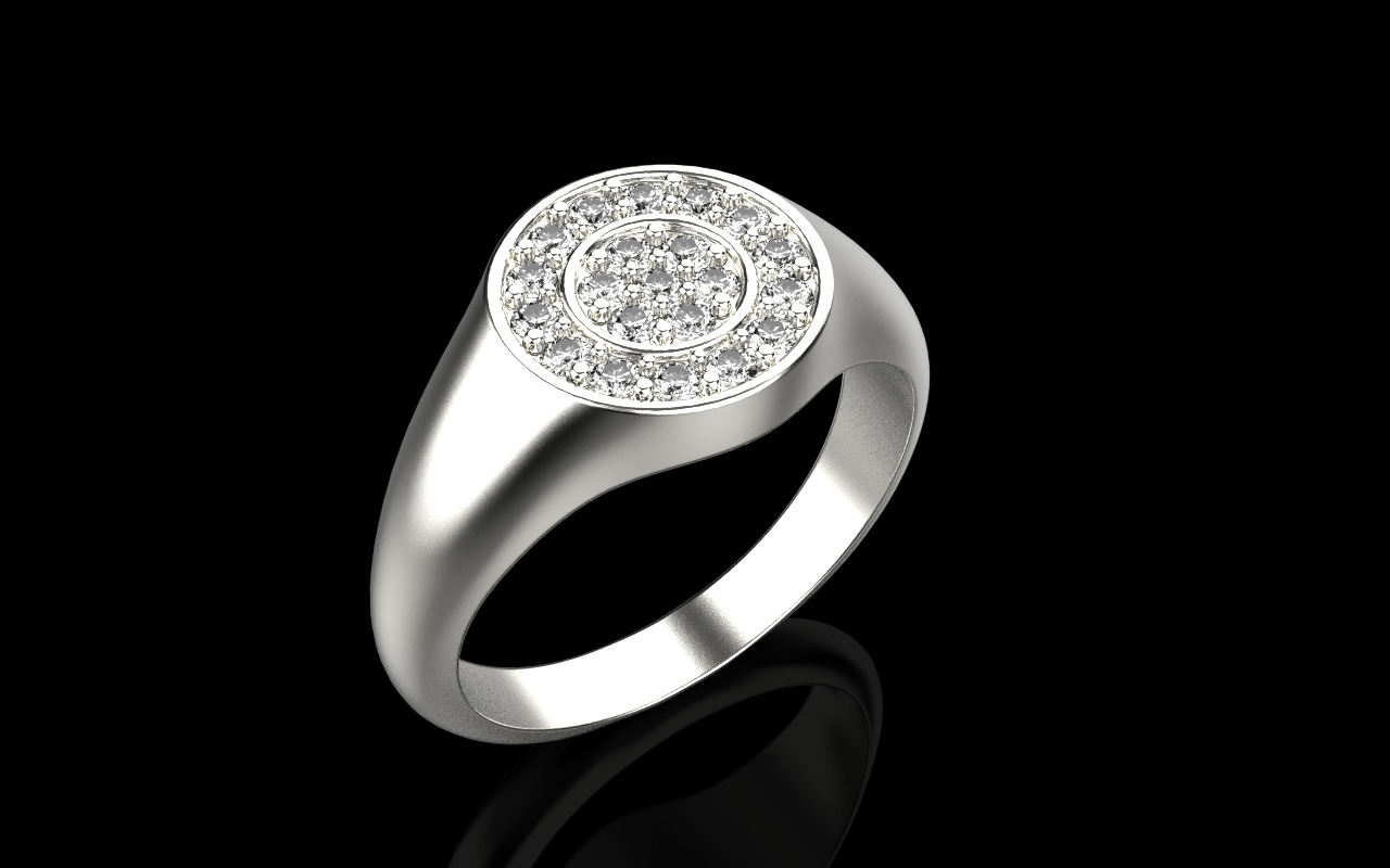 Signet ring with gems model 1039 3D print model_18