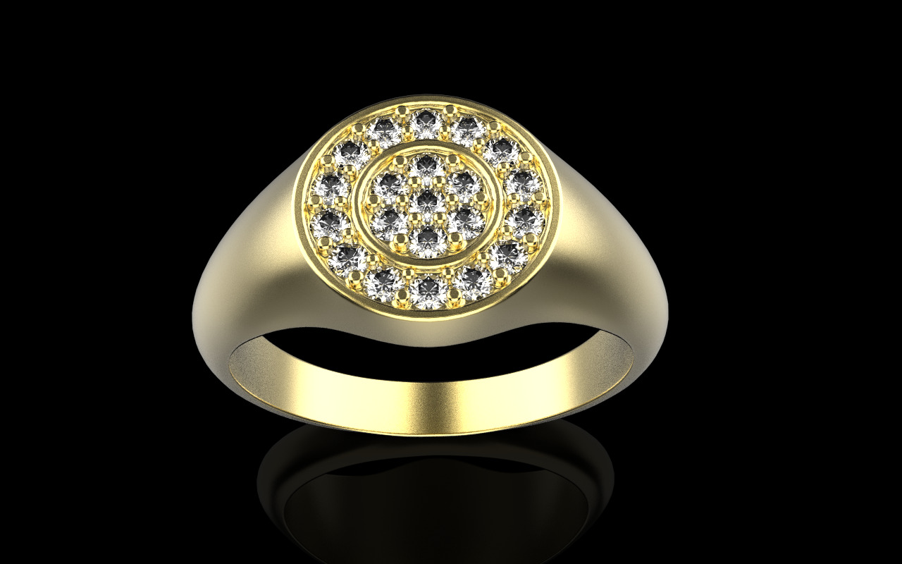 Signet ring with gems model 1039 3D print model_9