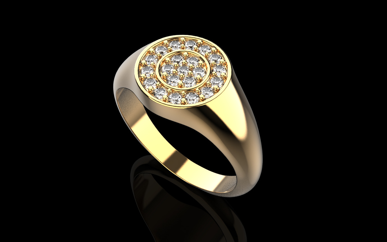 Signet ring with gems model 1039 3D print model_21