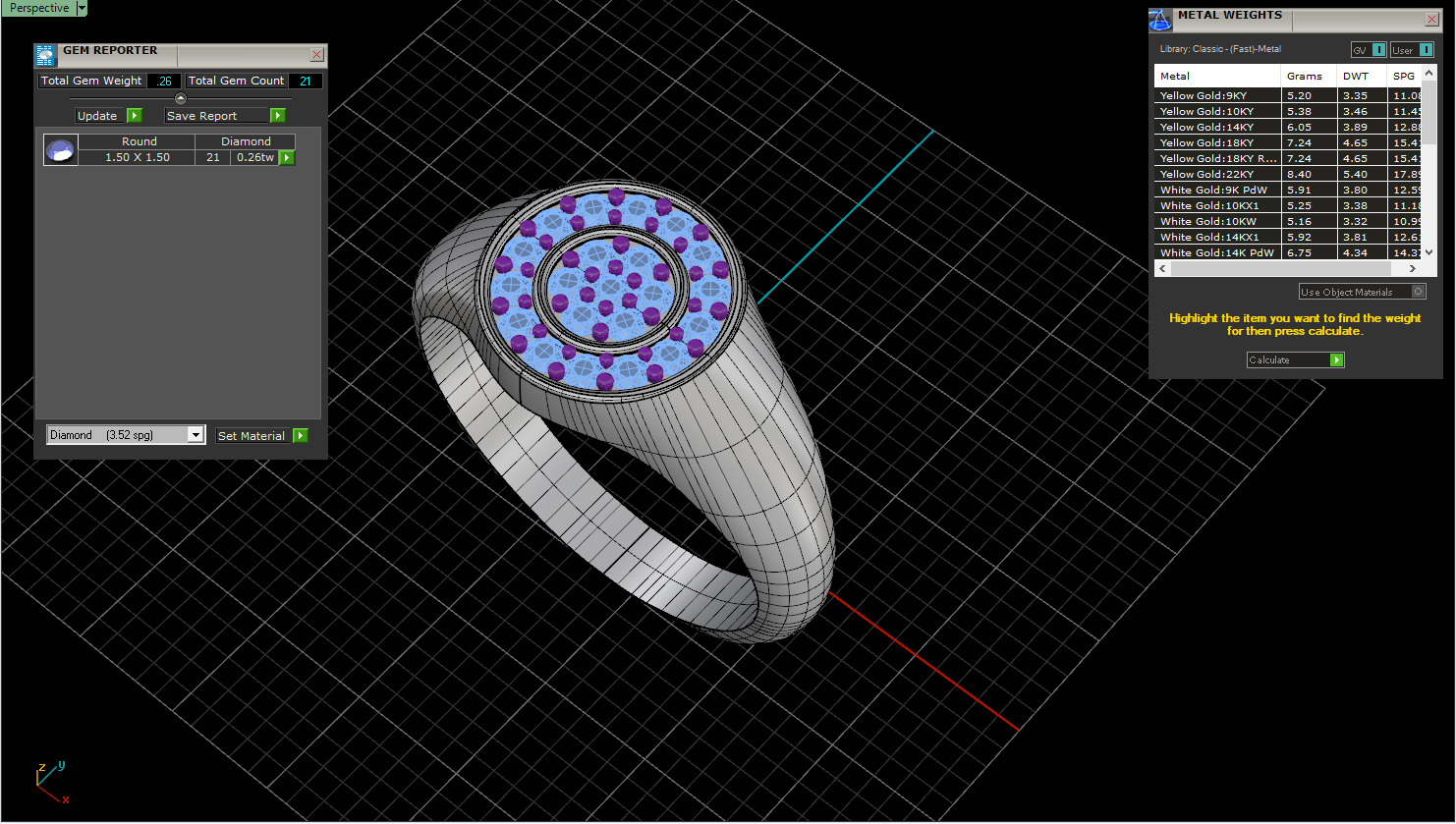 Signet ring with gems model 1039 3D print model_4