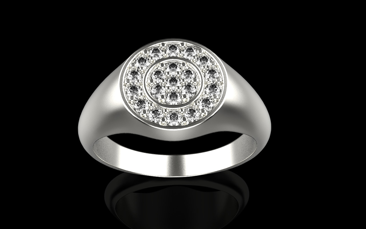 Signet ring with gems model 1039 3D print model_13