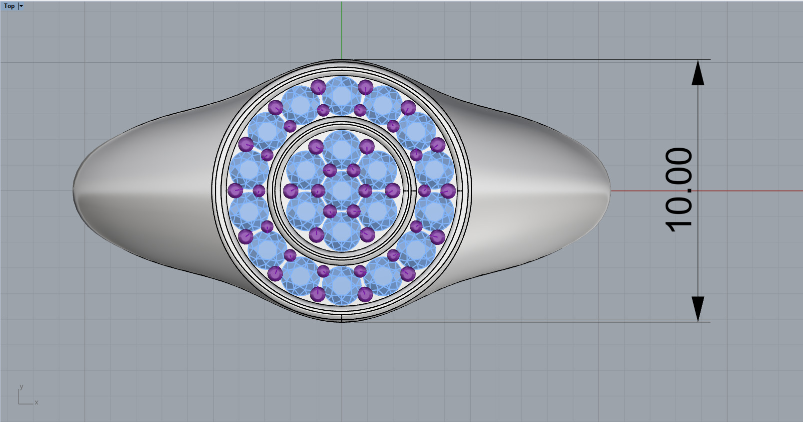 Signet ring with gems model 1039 3D print model_5