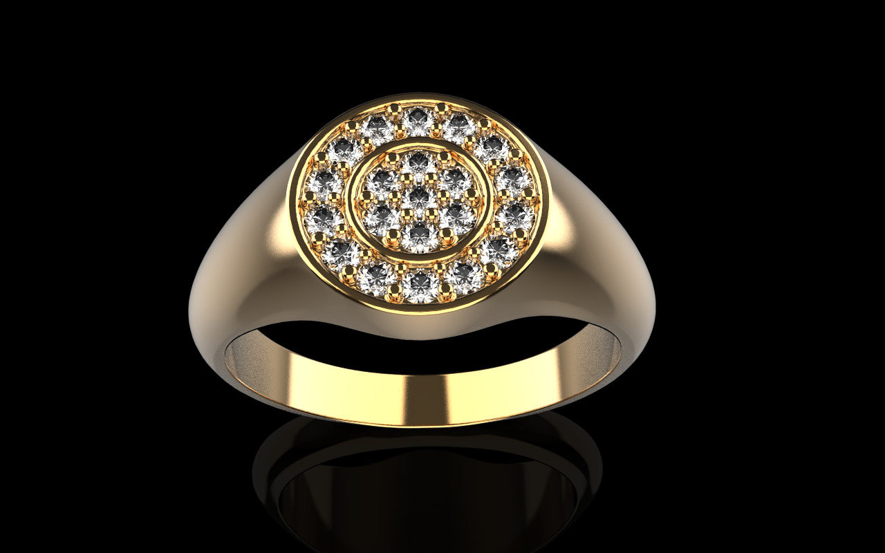 Signet ring with gems model 1039 3D print model_10