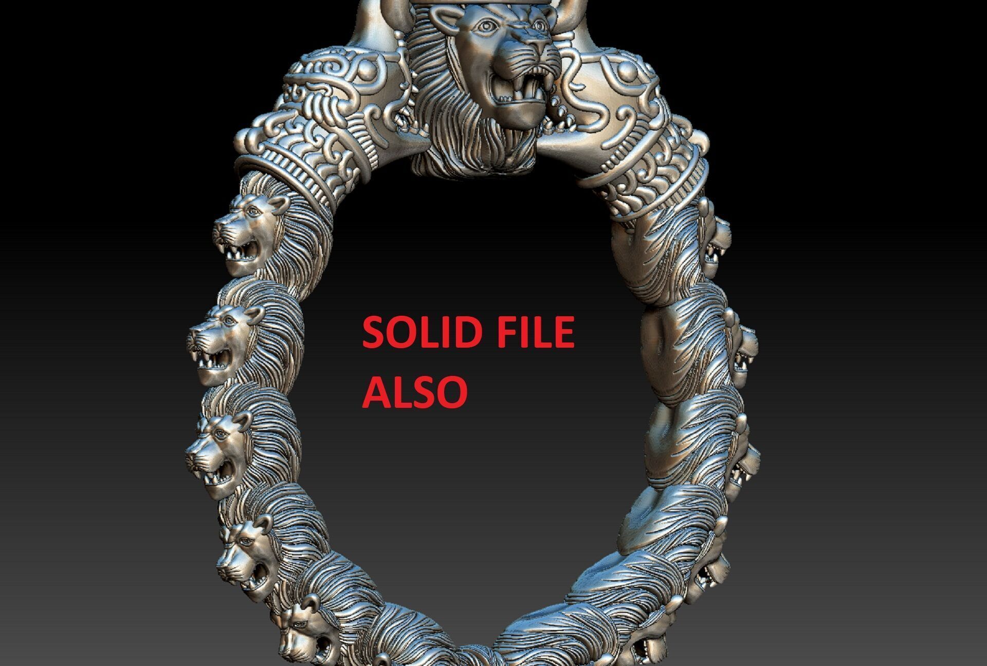LION KADA BANGLE GOLD 3D print model_12