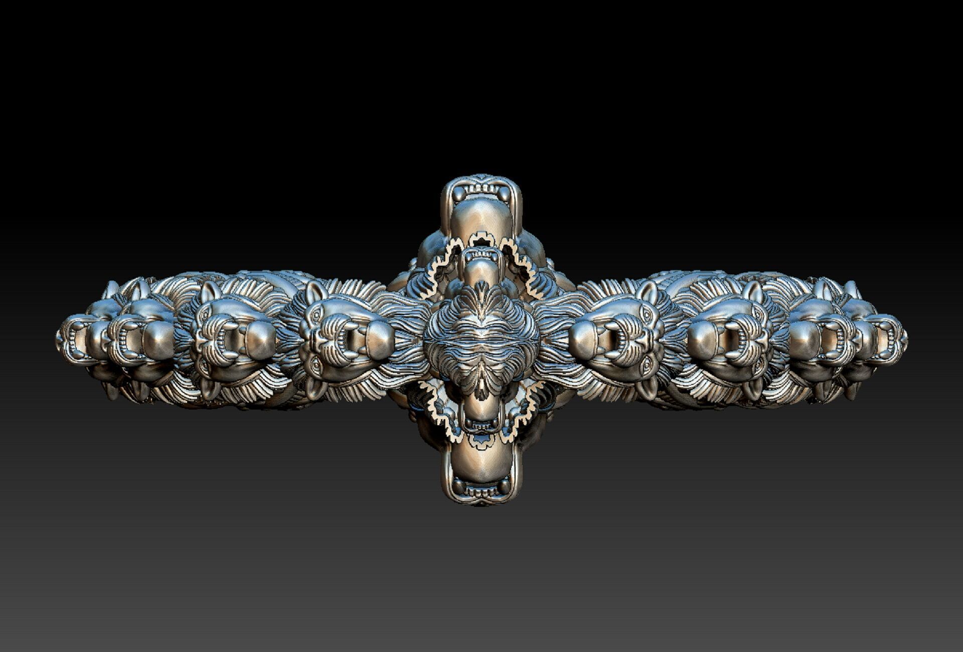 LION KADA BANGLE GOLD 3D print model_11