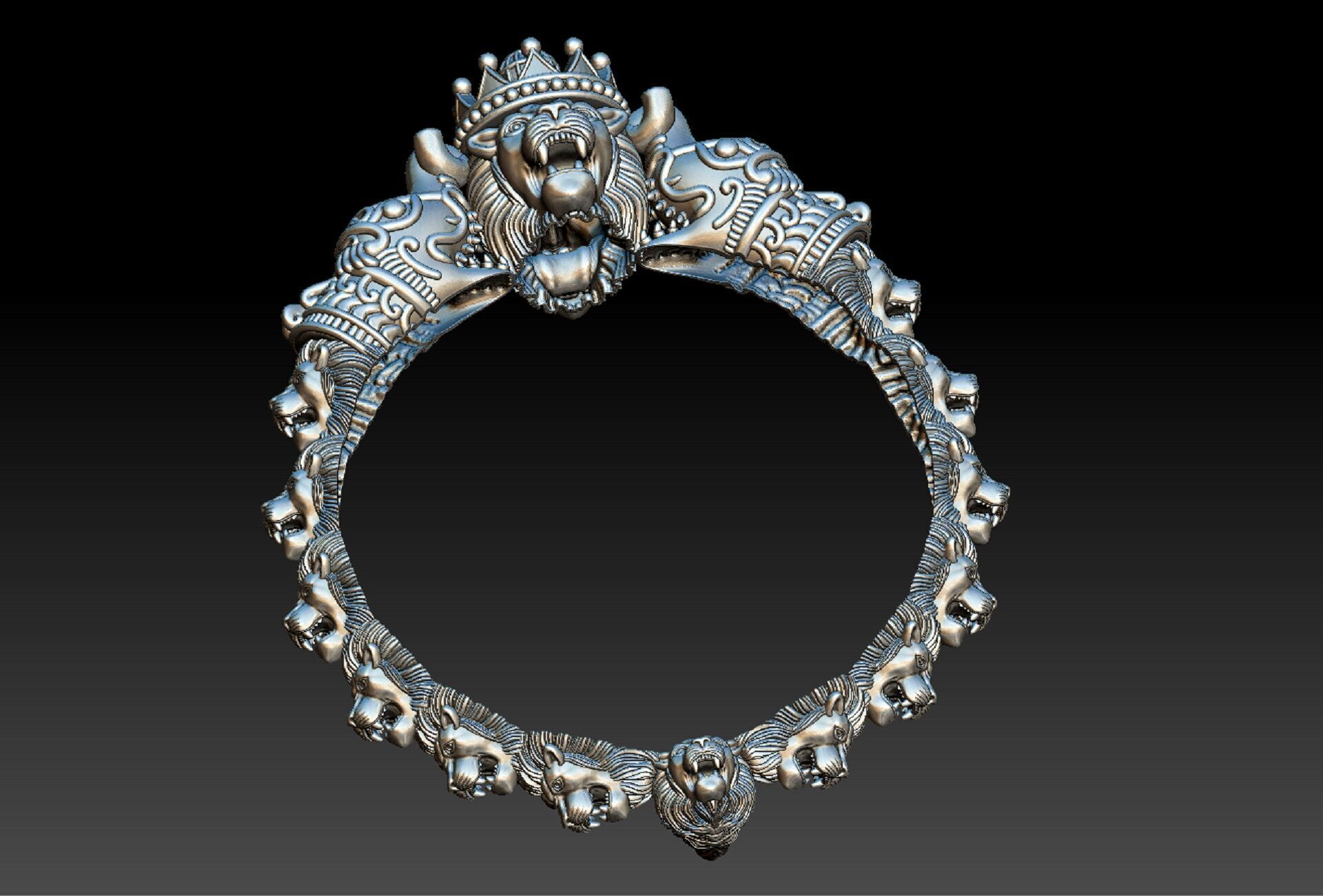 LION KADA BANGLE GOLD 3D print model_9