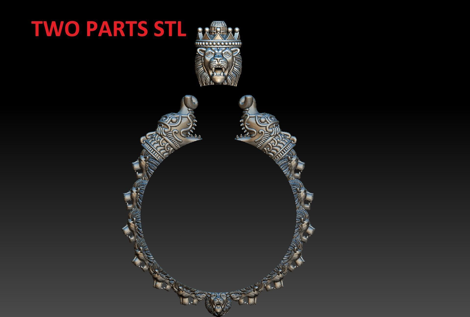 LION KADA BANGLE GOLD 3D print model_4