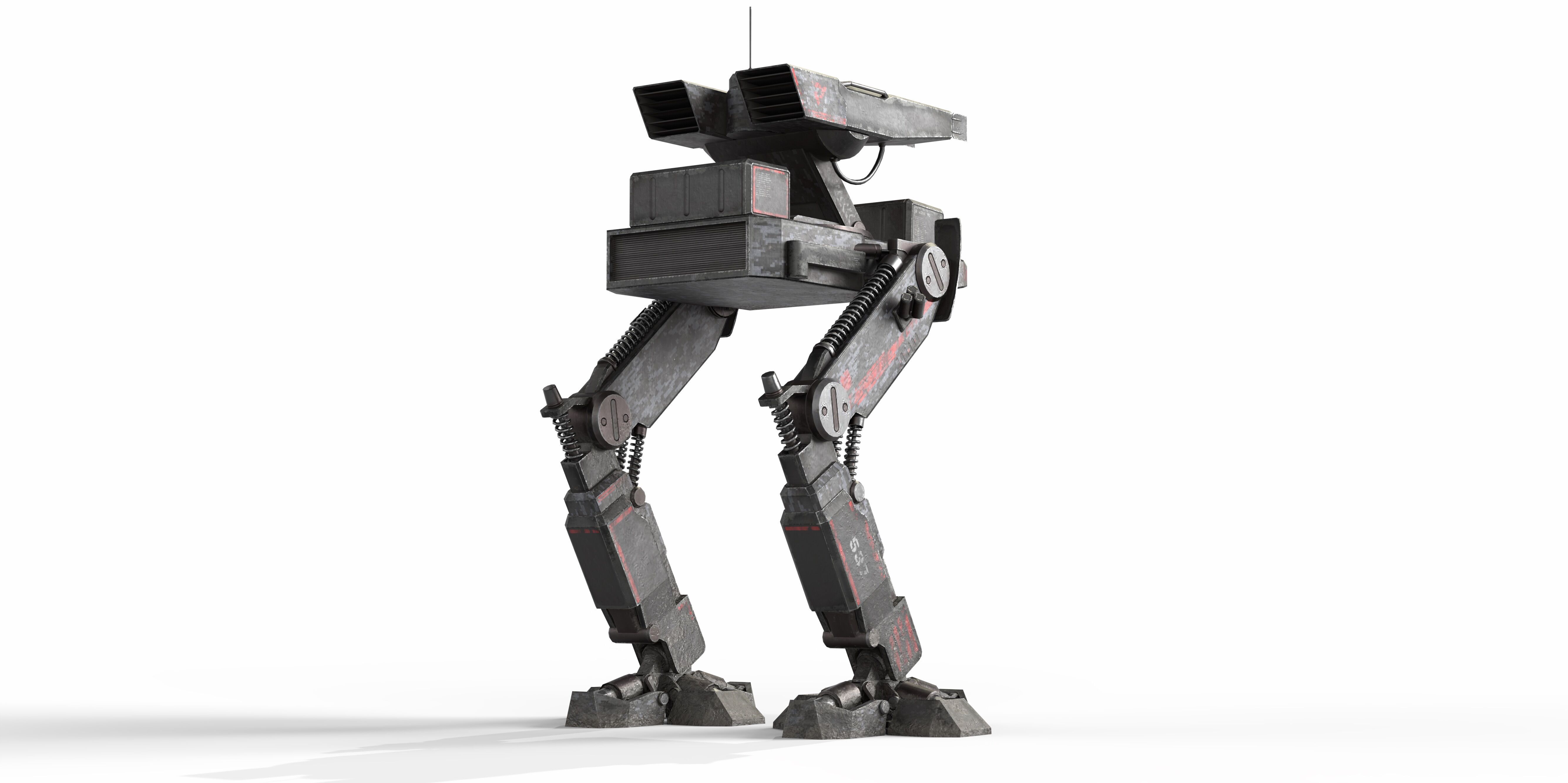 Mech Robot Two Legs Combat Sci-Fi Low-poly 3D model_10