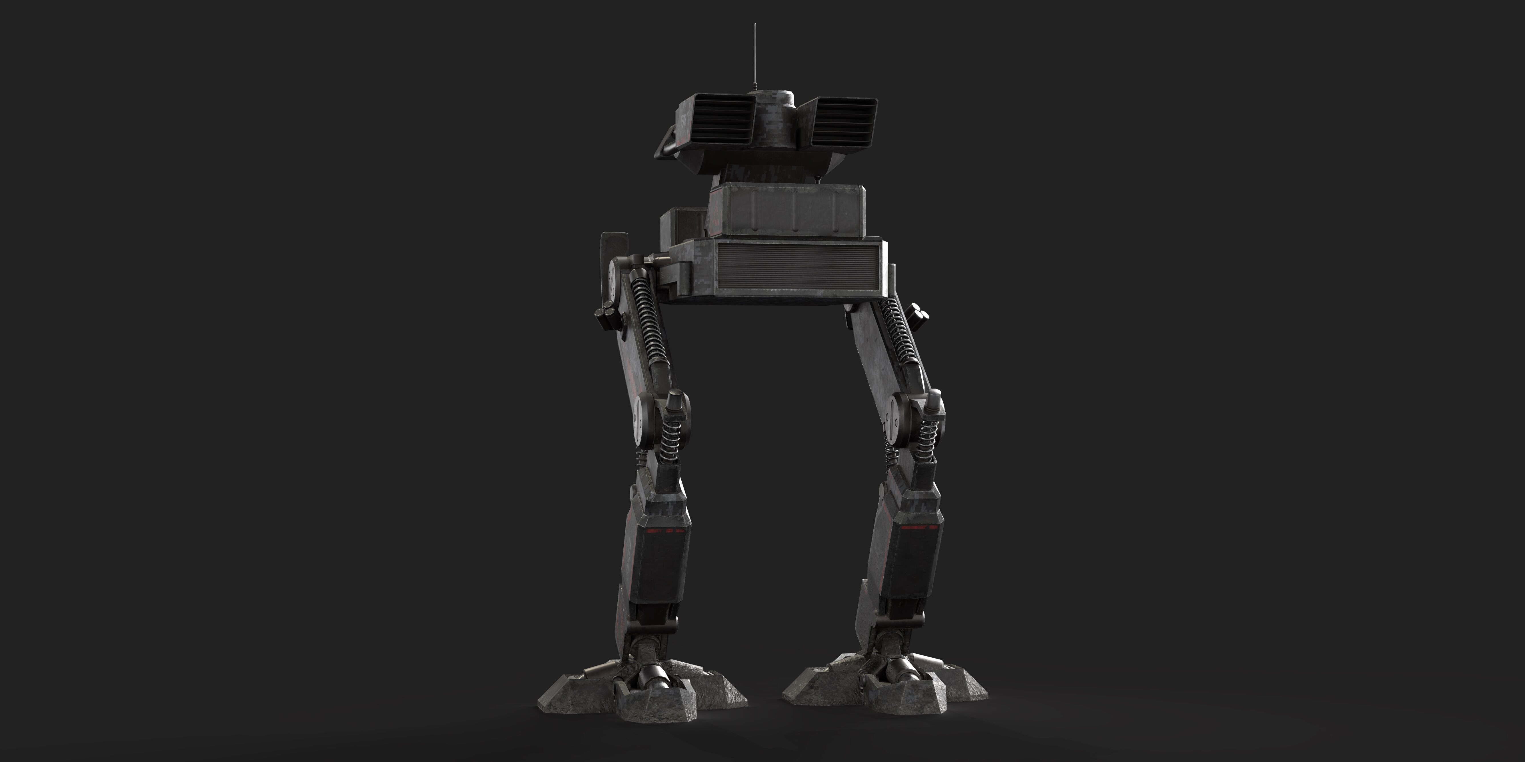 Mech Robot Two Legs Combat Sci-Fi Low-poly 3D model_7