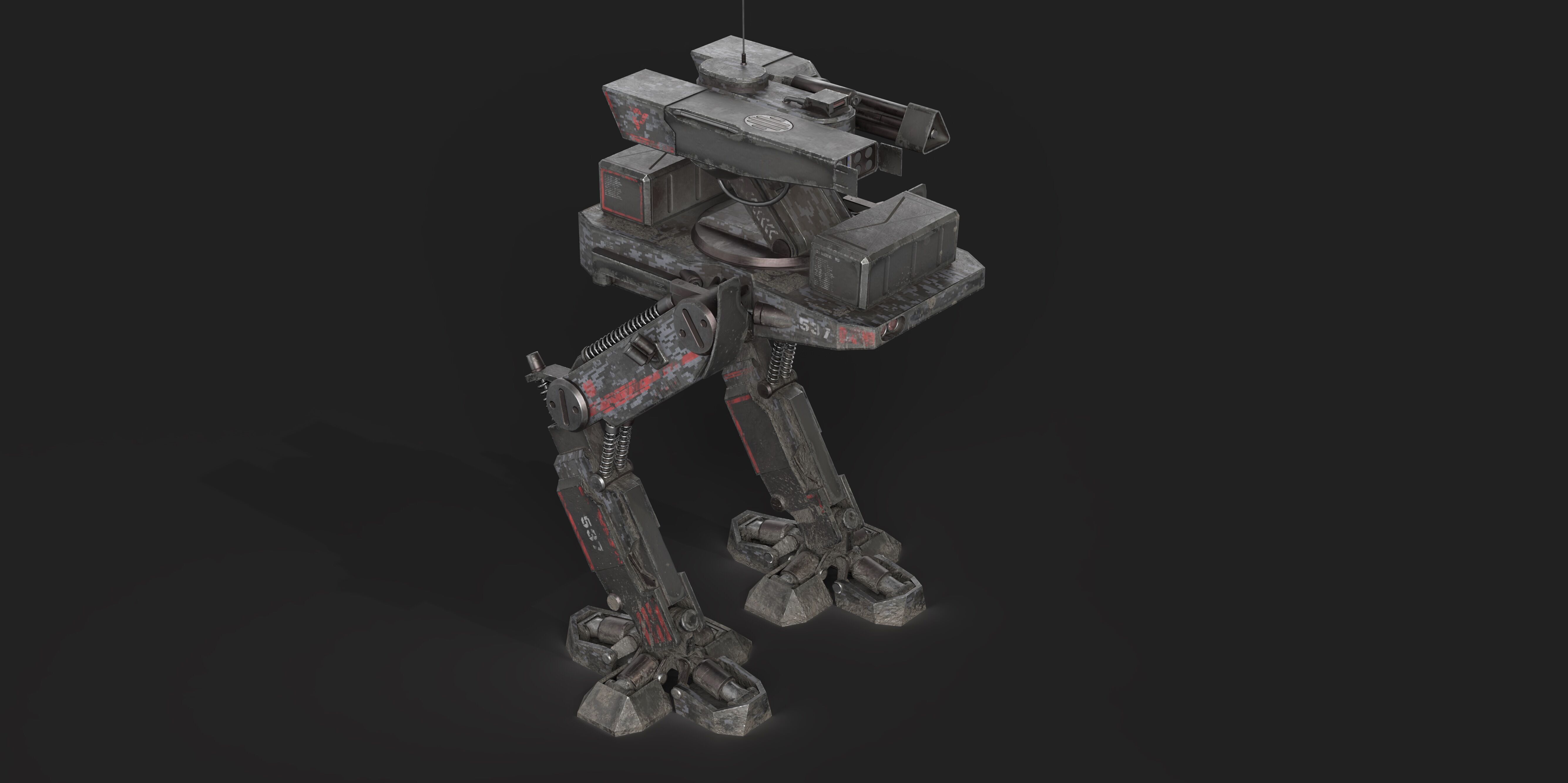 Mech Robot Two Legs Combat Sci-Fi Low-poly 3D model_2