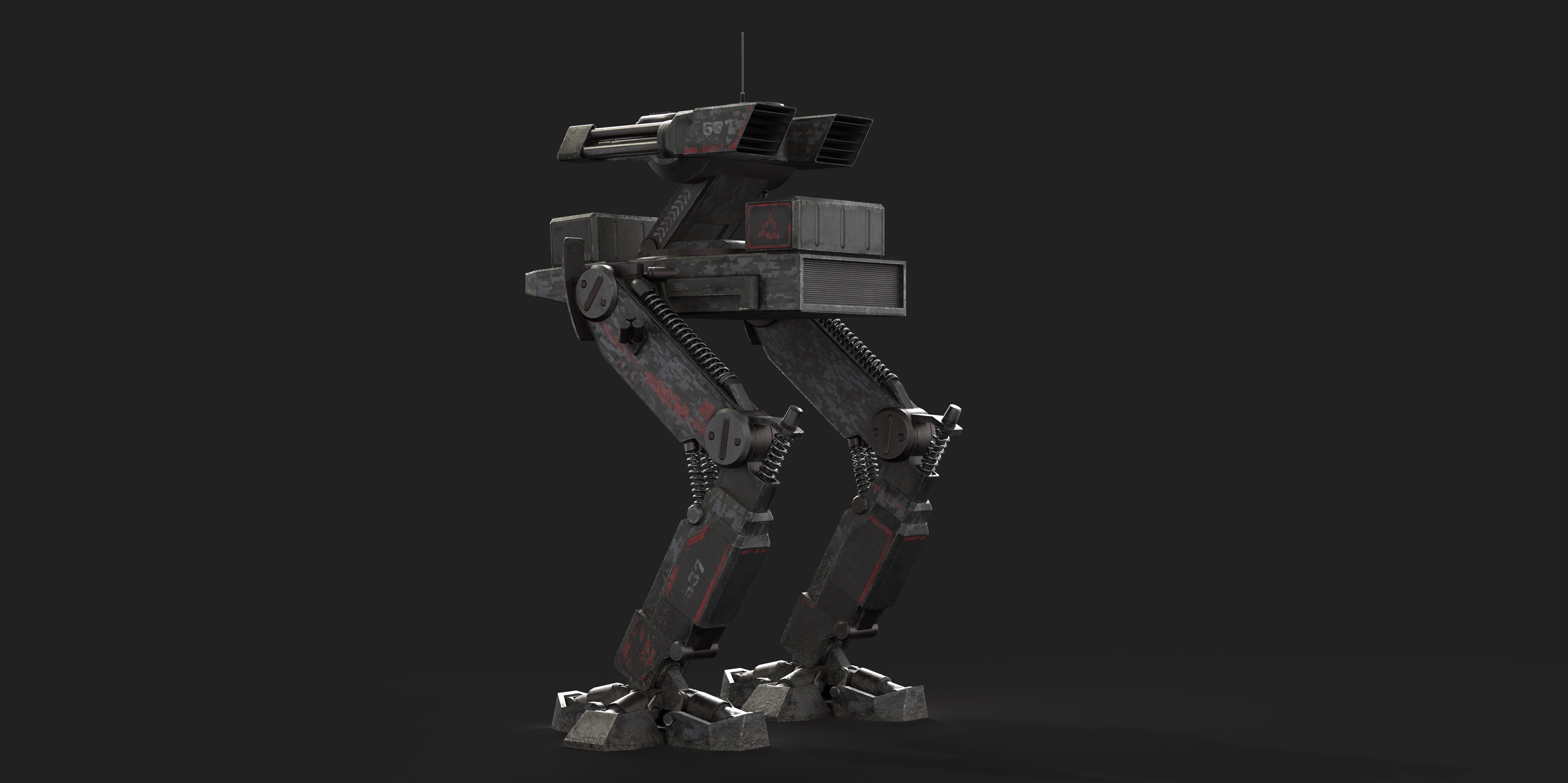 Mech Robot Two Legs Combat Sci-Fi Low-poly 3D model_1