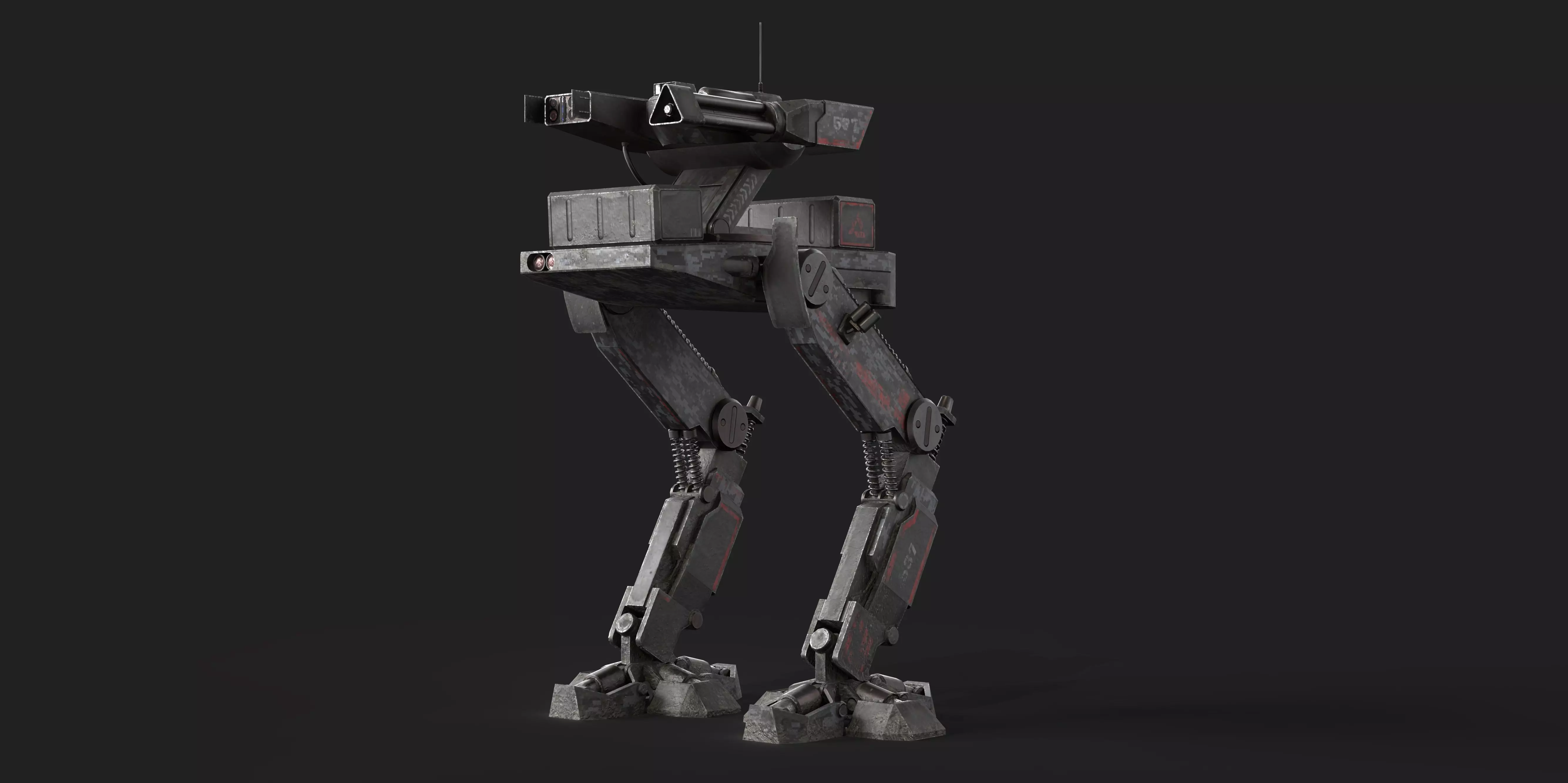 Mech Robot Two Legs Combat Sci-Fi Low-poly 3D model_0