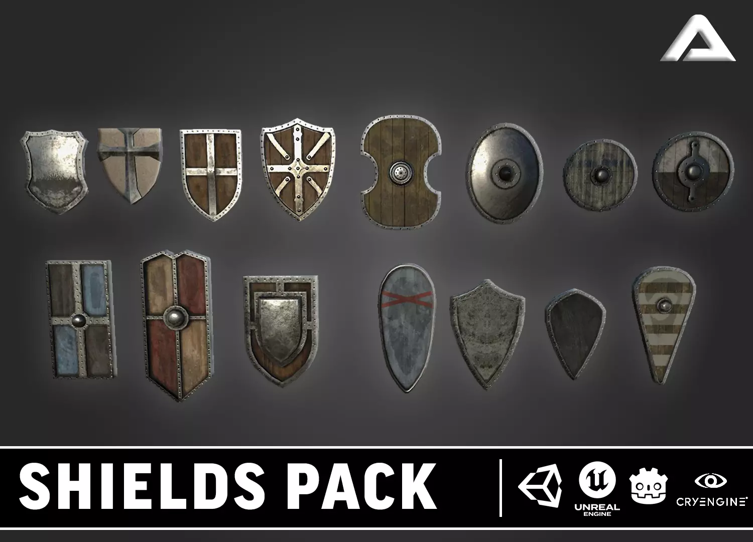Realistic Shields Pack - Game Ready Low-poly 3D model