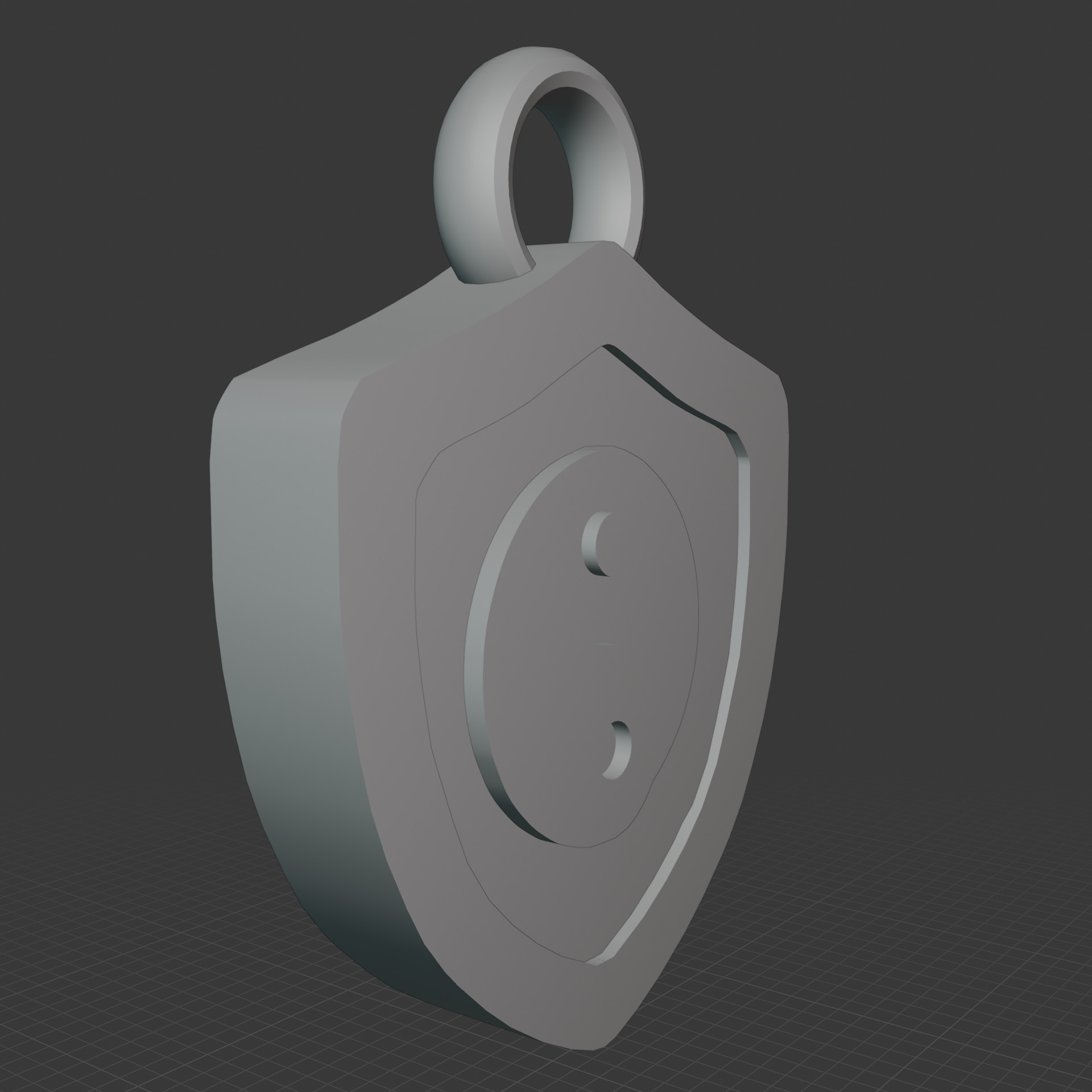 Pendant Yin Yang Dragon Cross Emblem Low-poly 3D model_3