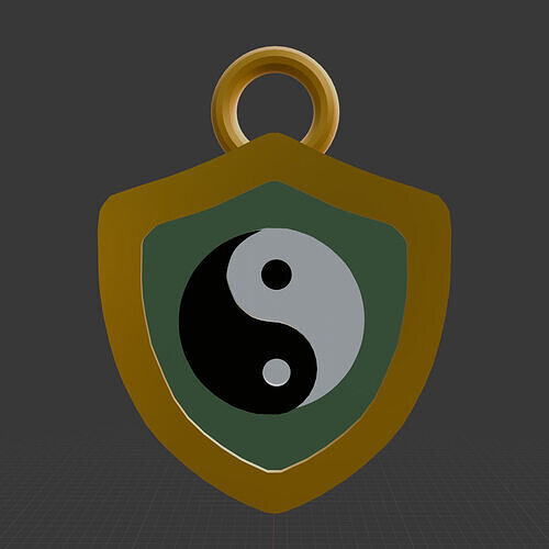 Pendant Yin Yang Dragon Cross Emblem Low-poly 3D model