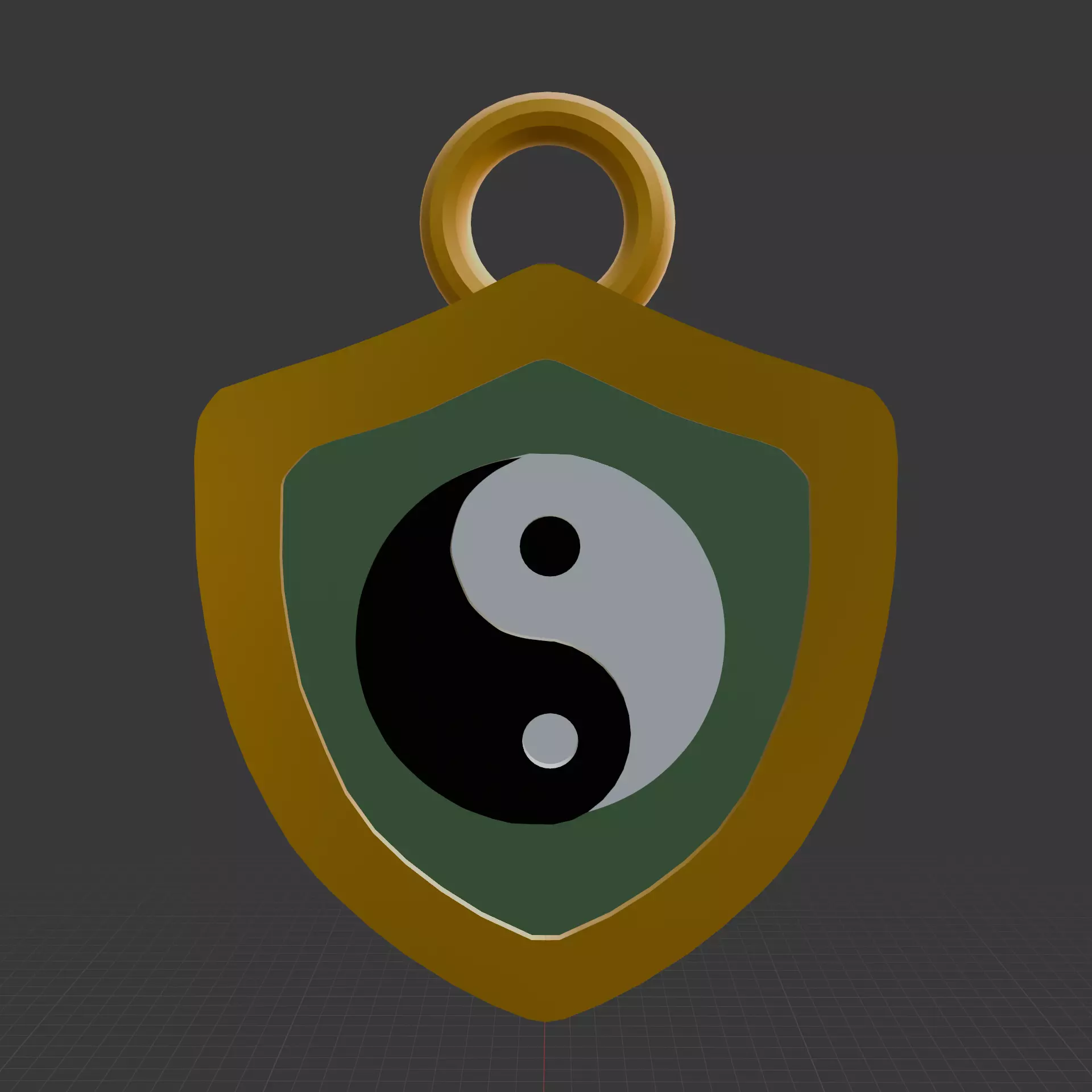 Pendant Yin Yang Dragon Cross Emblem Low-poly 3D model_0