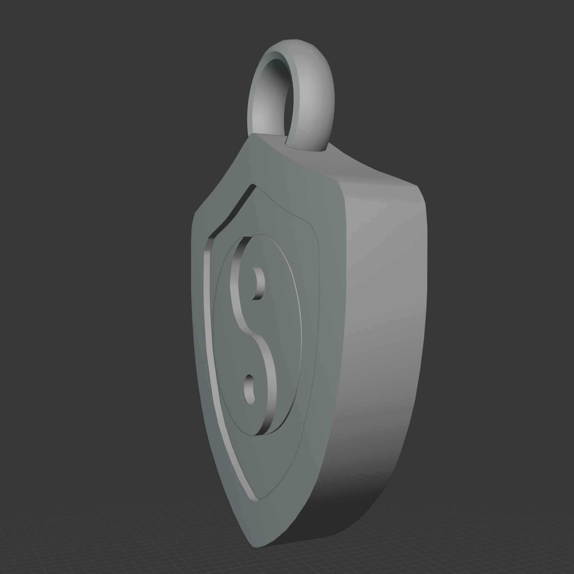 Pendant Yin Yang Dragon Cross Emblem Low-poly 3D model_5