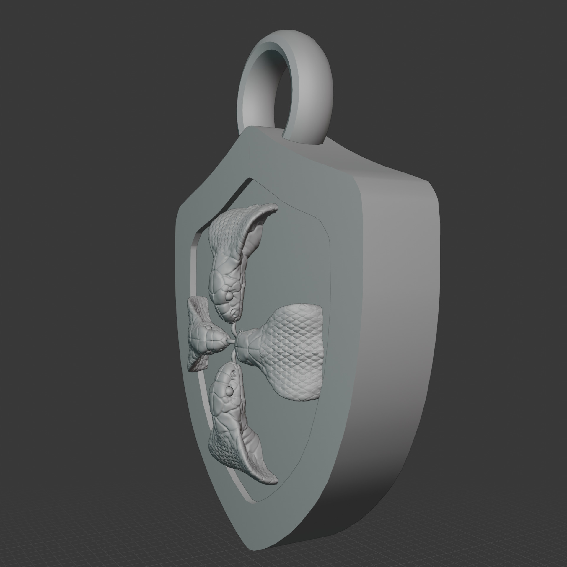 Pendant Yin Yang Dragon Cross Emblem Low-poly 3D model_1