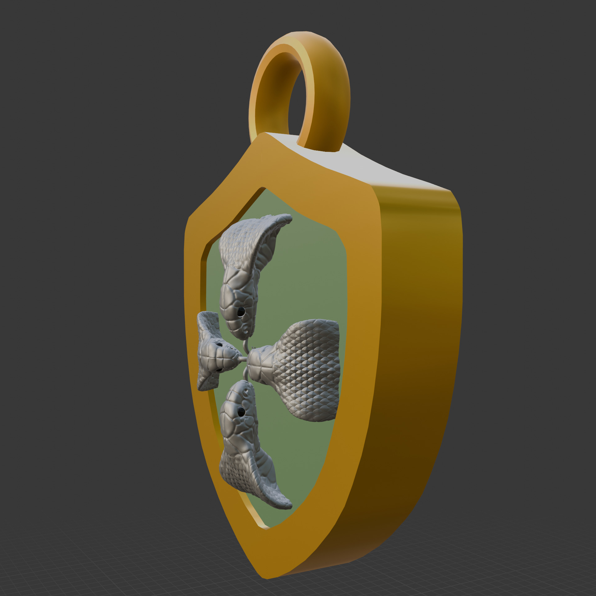 Pendant Yin Yang Dragon Cross Emblem Low-poly 3D model_11