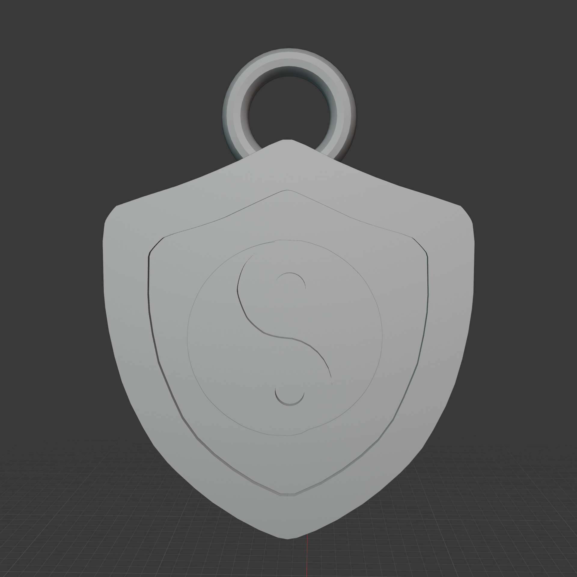 Pendant Yin Yang Dragon Cross Emblem Low-poly 3D model_4