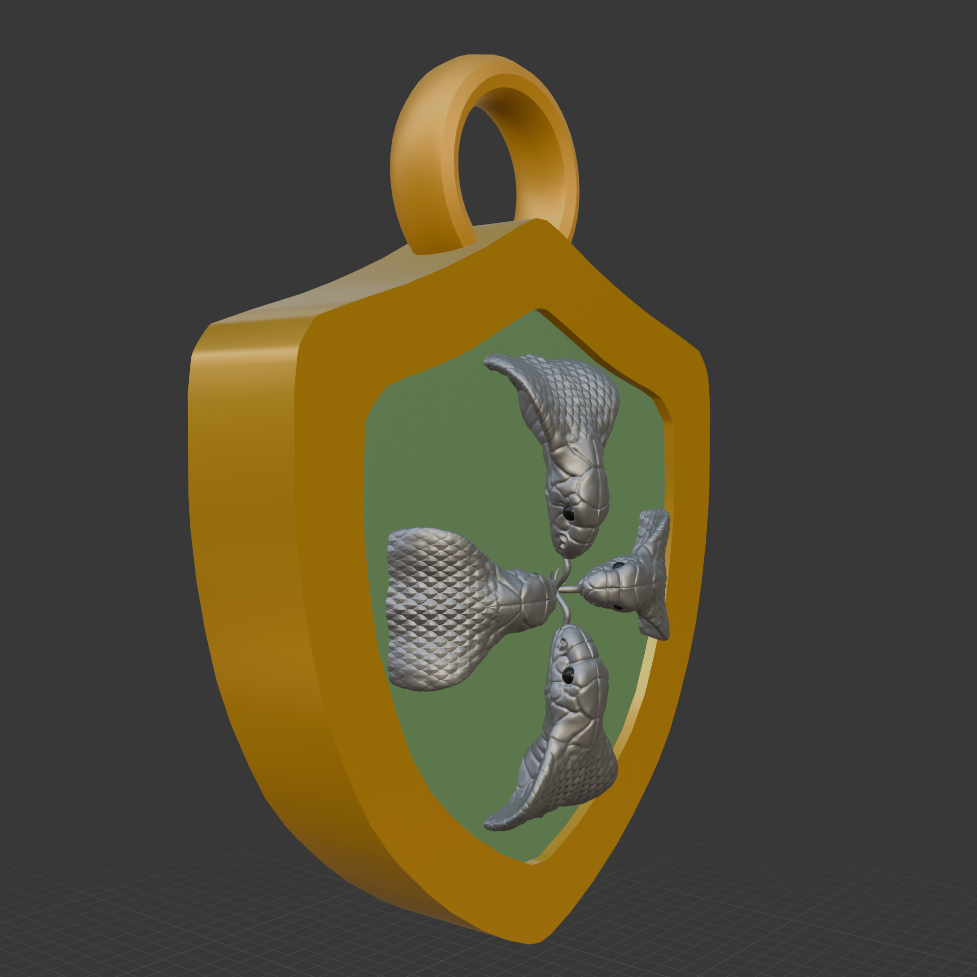 Pendant Yin Yang Dragon Cross Emblem Low-poly 3D model_7