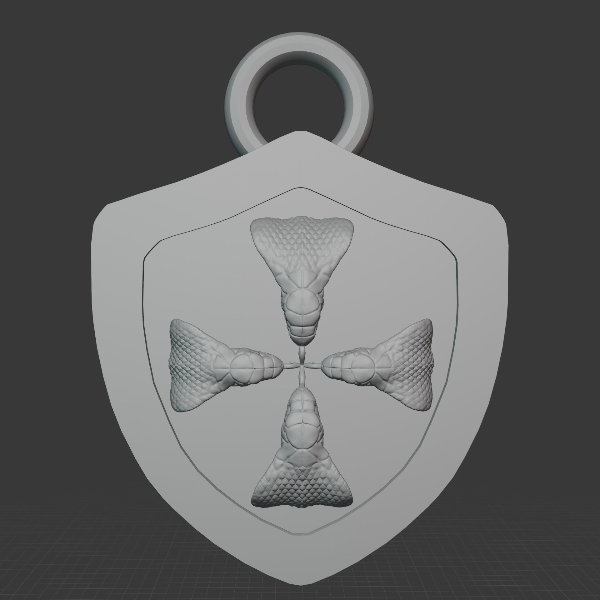 Pendant Yin Yang Dragon Cross Emblem Low-poly 3D model_10