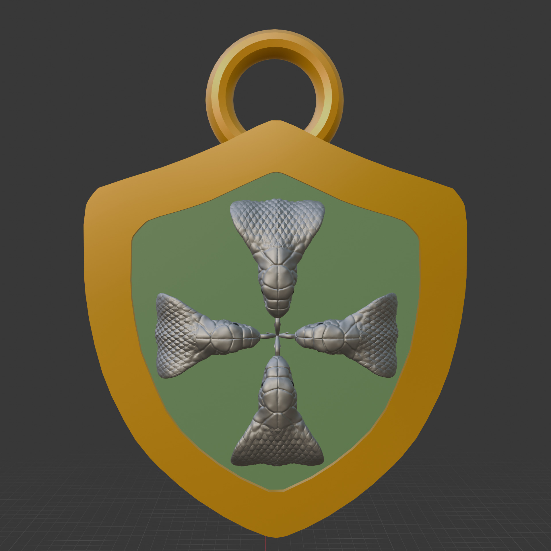 Pendant Yin Yang Dragon Cross Emblem Low-poly 3D model_9