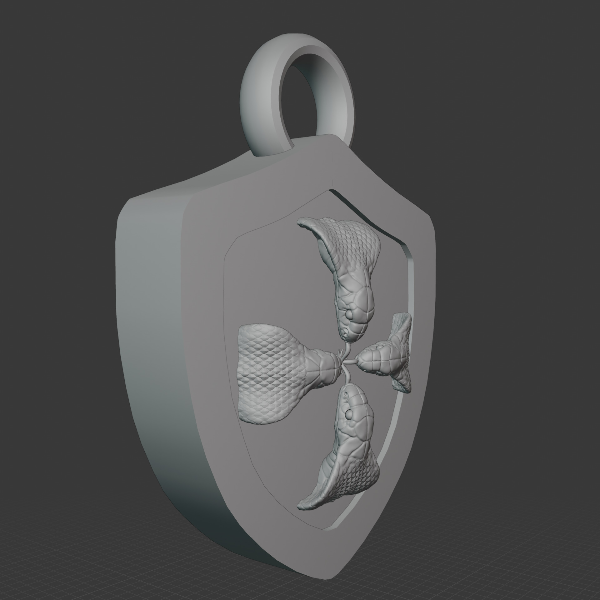 Pendant Yin Yang Dragon Cross Emblem Low-poly 3D model_8