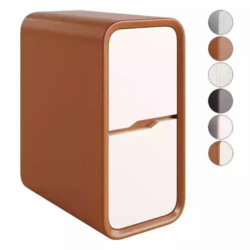 Litfad - Modern Wood Nightstand with 2 Drawers and Faux Leather