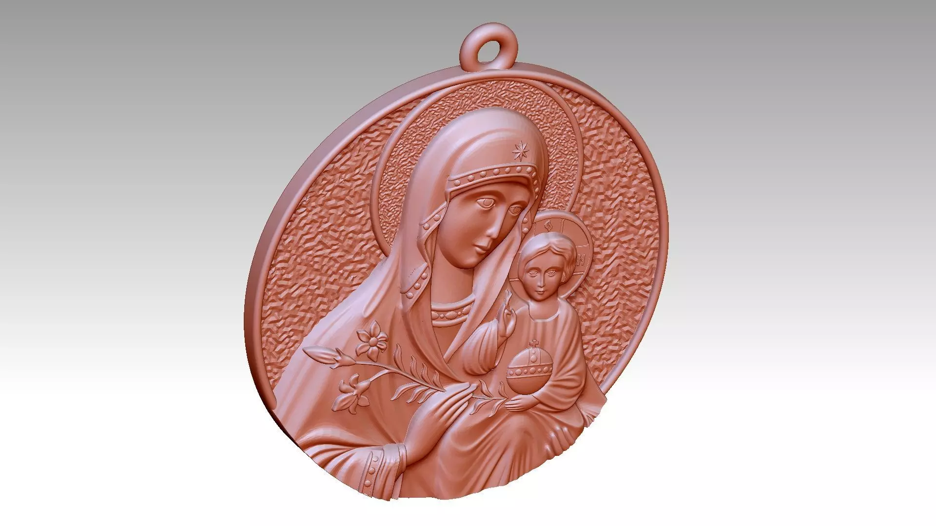 The Virgin Mary Holding The Baby Jesus Relief 3D print model