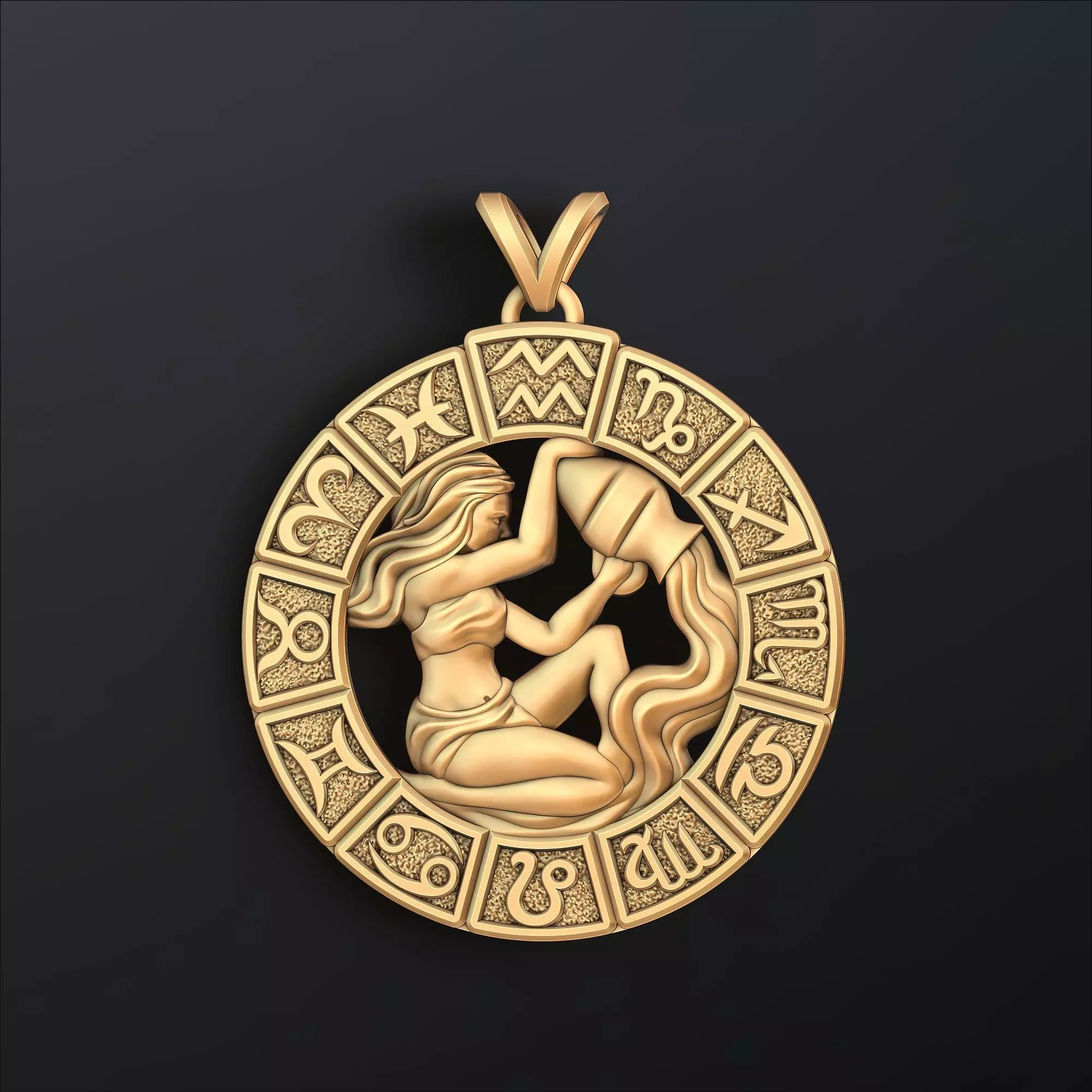 Horoscope Aquarius Pendant v2 3D print model