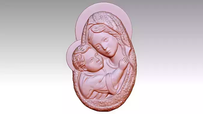 The Virgin Mary Holding The Baby Jesus Relief  2