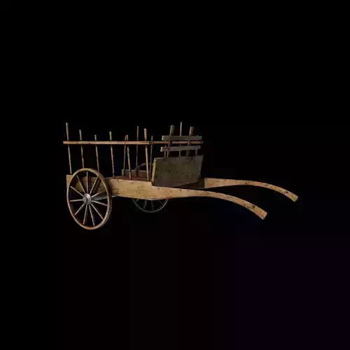 Old wooden cart  3D model