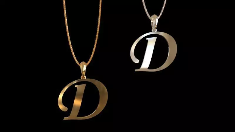 Letter D NECKLACE 3D print model 3D print model