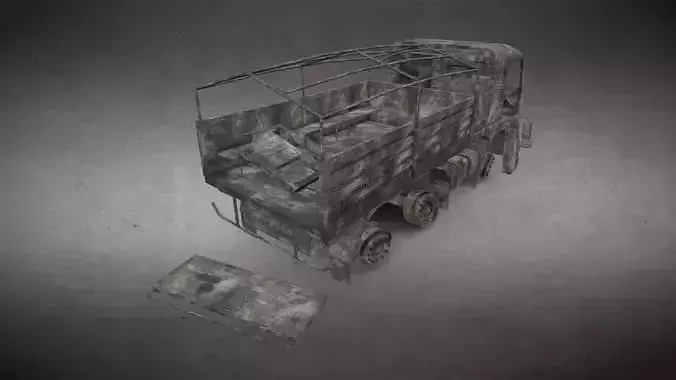 Burnt or Burned Truck Version 2 Low-poly 3D model