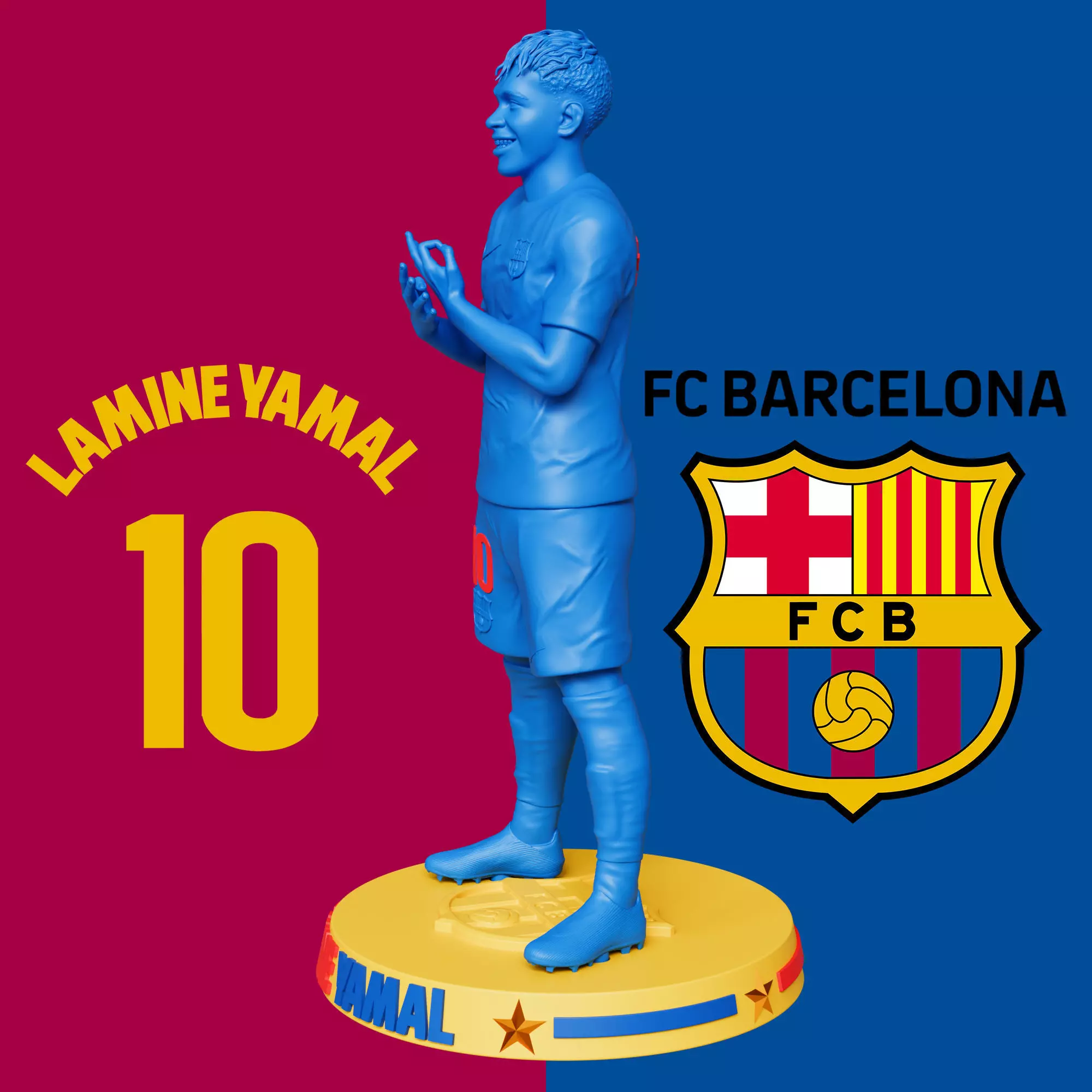 LAMINE YAMAL - FC BARCELONA FOOTBALL PLAYER 3D PRINT 3D print model_3