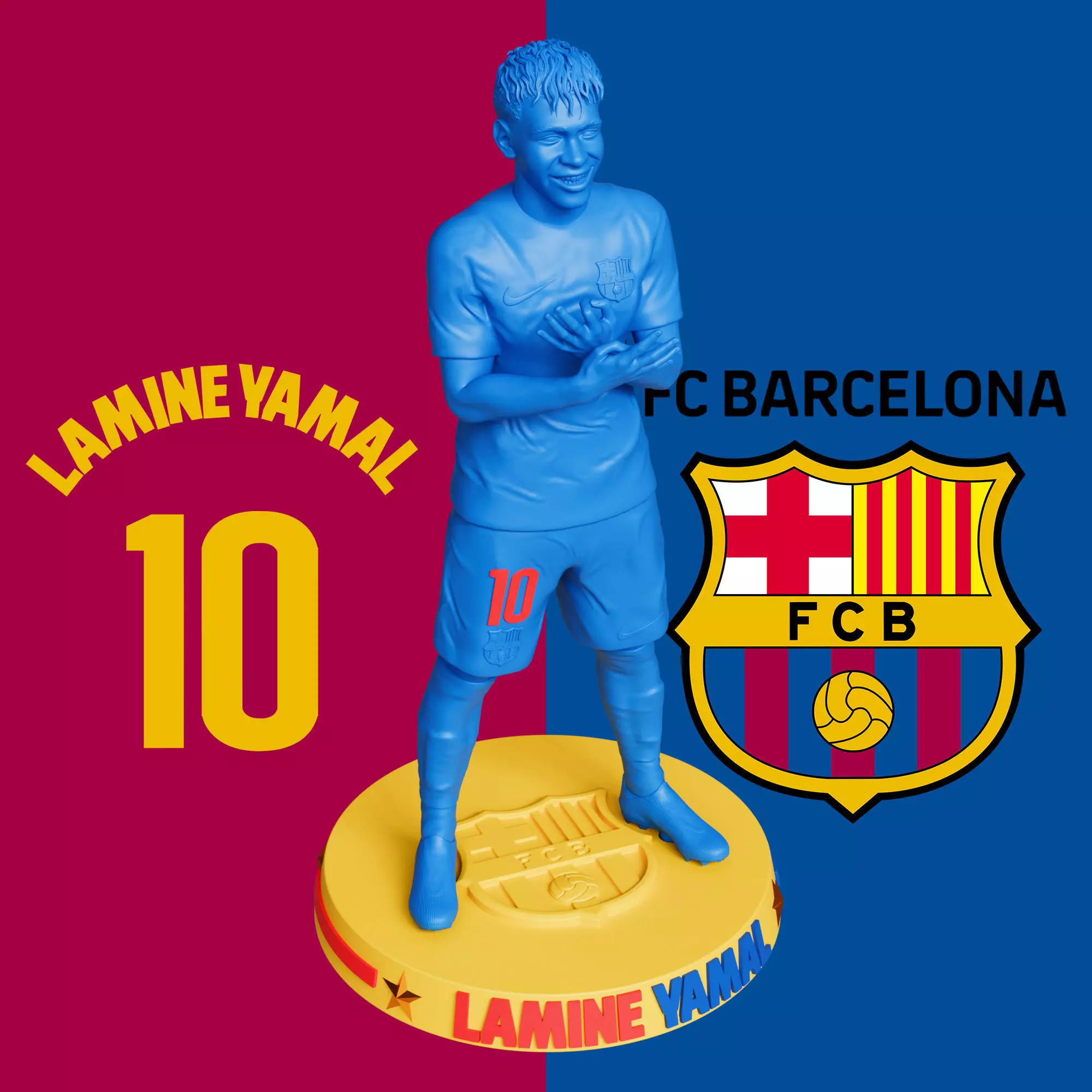 LAMINE YAMAL - FC BARCELONA FOOTBALL PLAYER 3D PRINT 3D print model_5