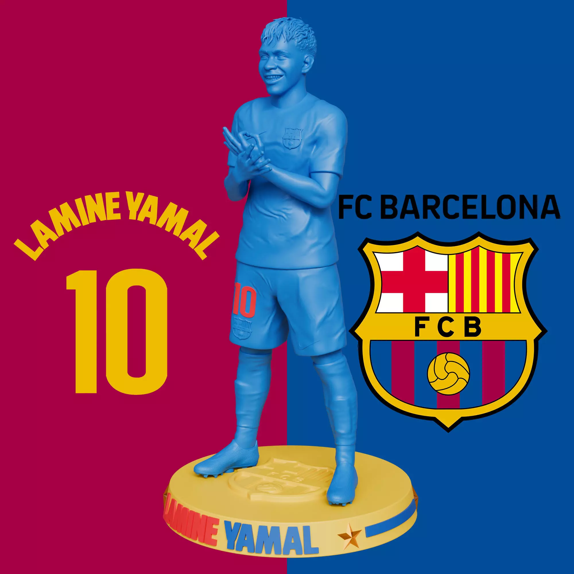 LAMINE YAMAL - FC BARCELONA FOOTBALL PLAYER 3D PRINT 3D print model_2