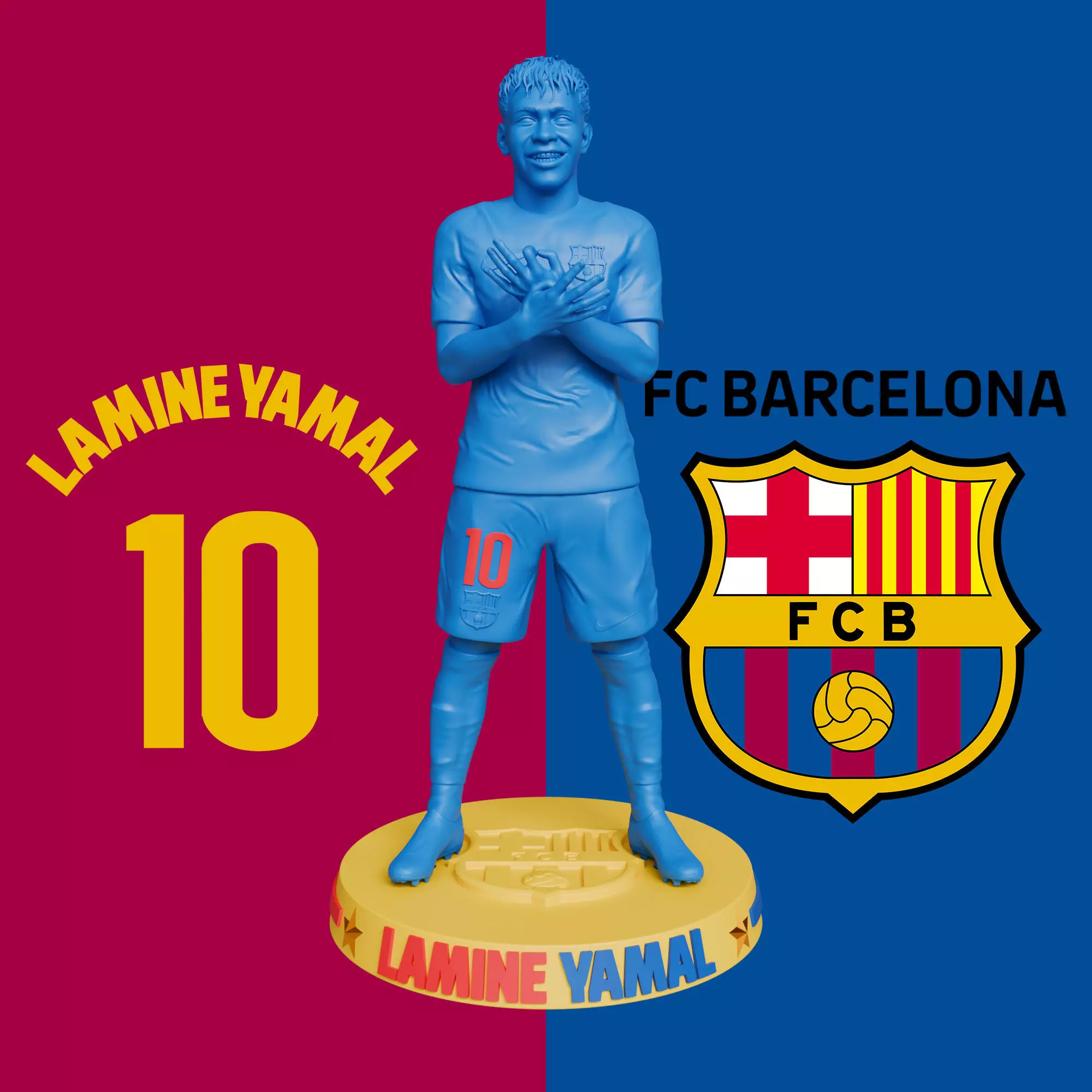 LAMINE YAMAL - FC BARCELONA FOOTBALL PLAYER 3D PRINT 3D print model_1