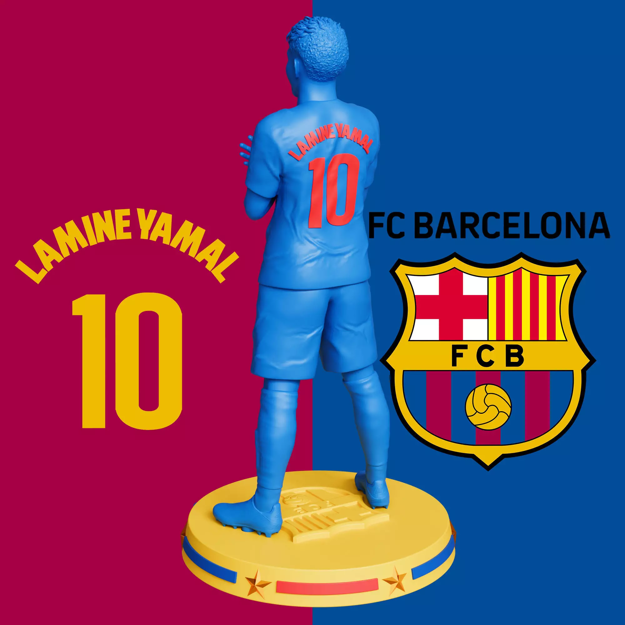 LAMINE YAMAL - FC BARCELONA FOOTBALL PLAYER 3D PRINT 3D print model_4